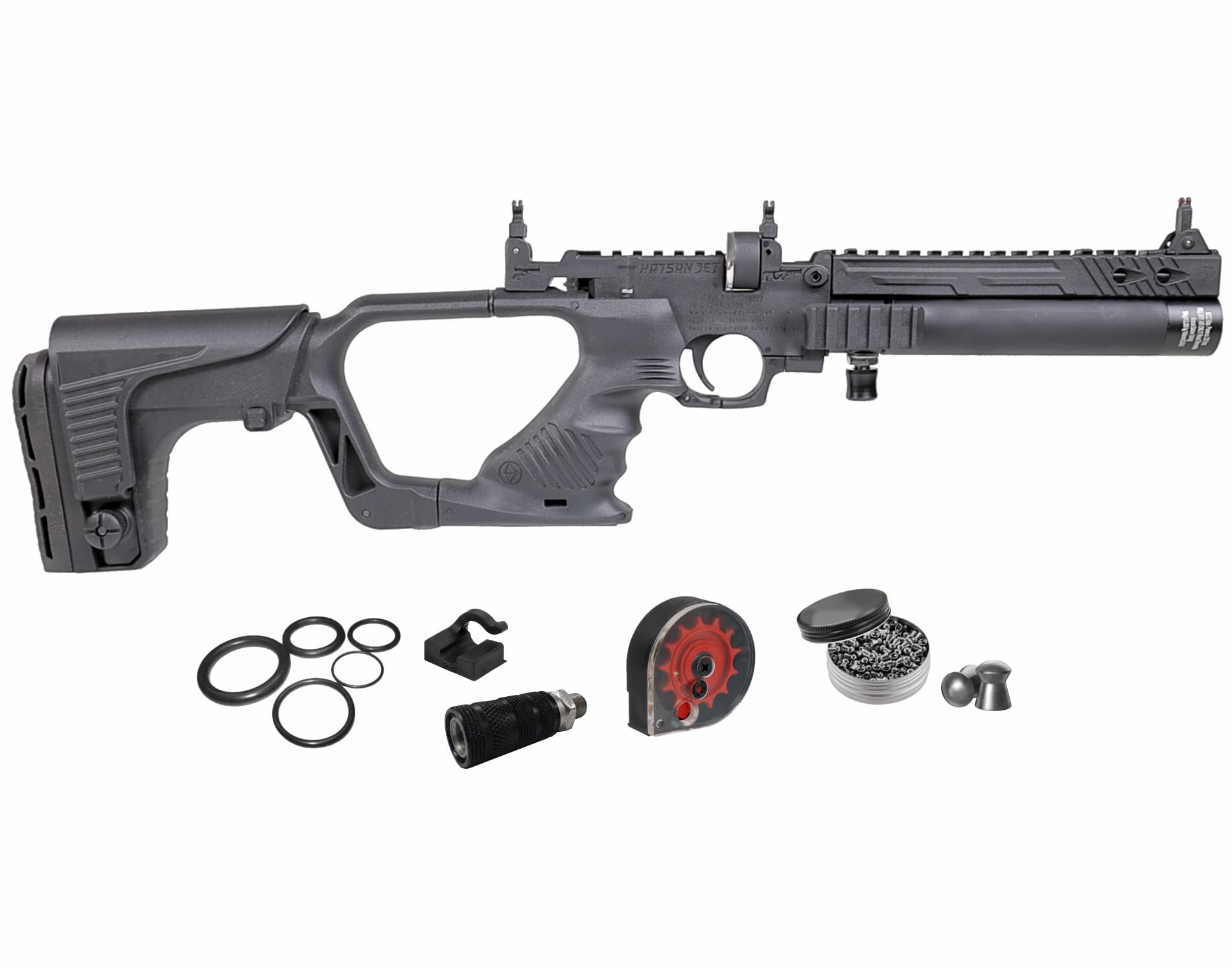 Wearable4U - HATSAN Jet I Black .177 Cal PCP Airgun, Air Pistol Converts to Air Rifle with .177 Pellets Bundle