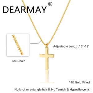 DEARMAY Dainty Gold Cross Necklaces for Women, 14K Gold Cross Necklace for Women Simple Small Gold Cross Pendant Necklace Thin Chain Choker Necklaces Jewelry for Women Gift