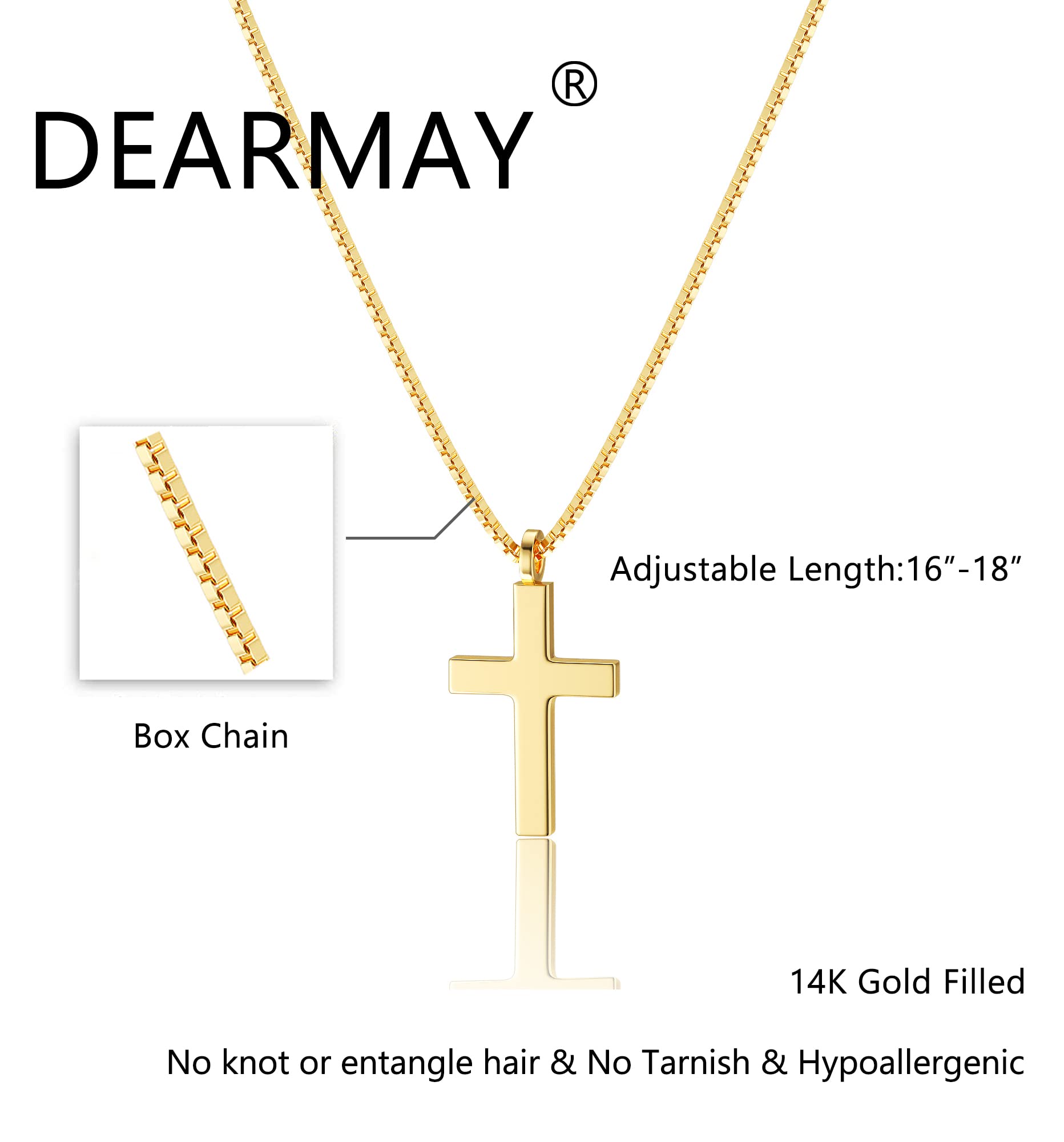 DEARMAY Dainty Gold Cross Necklaces for Women, 14K Gold Cross Necklace for Women Simple Small Gold Cross Pendant Necklace Thin Chain Choker Necklaces Jewelry for Women Gift