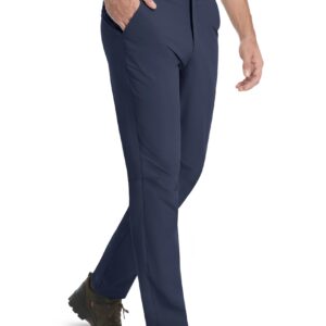 TACVASEN Men's Navy Blue Pants Hiking Pants Water Resistant Golf Pants Stretch Waist Quick Dry Travel Pants Lightweight Work Pants with Zipper Pocket