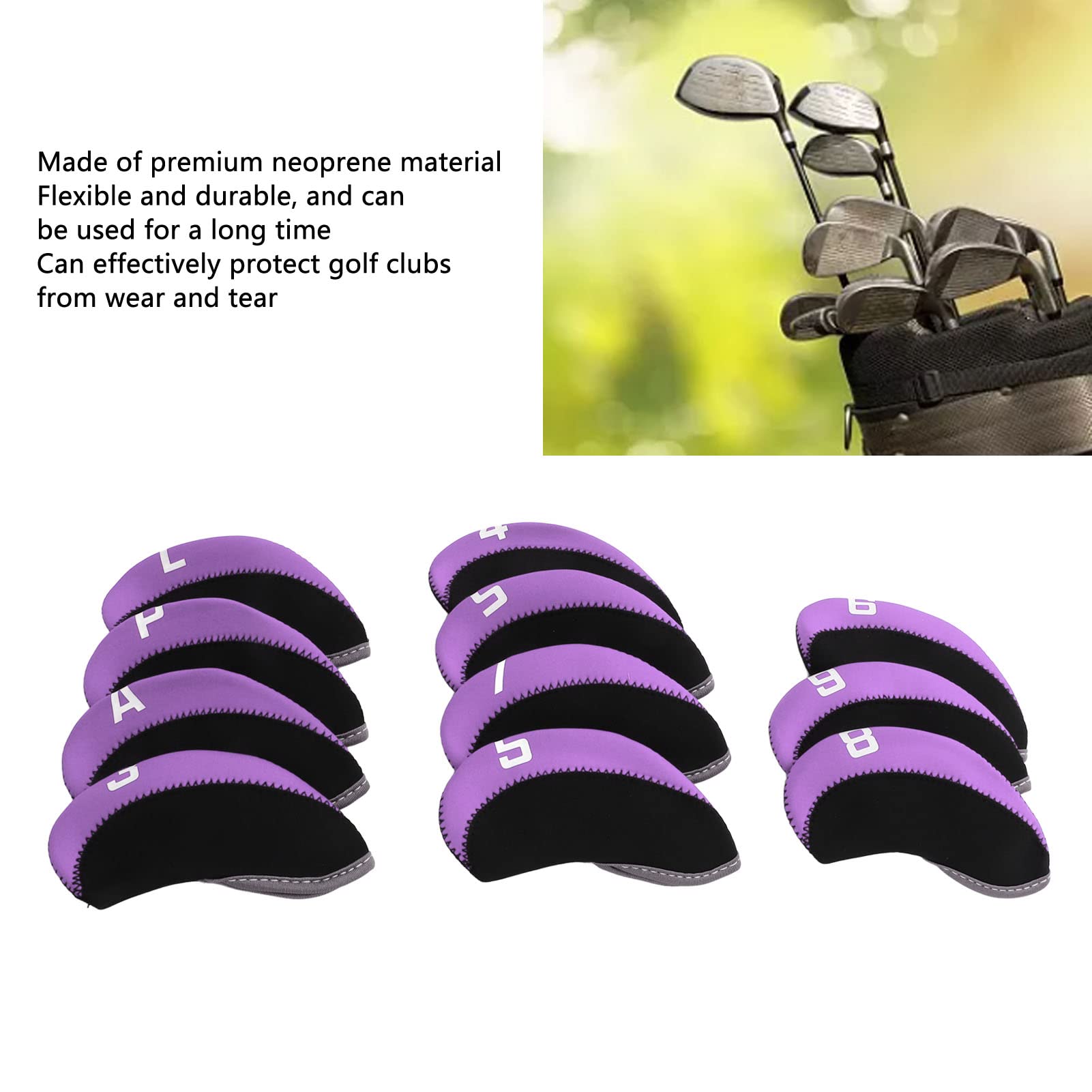 Golf Club Head Covers, Golf Club Covers for Hybrid, Golf Head Cover for Fairway Wood Hybrid Golf Club Cover (Purple)