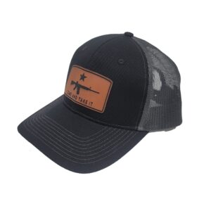 THE PEOPLES BRIGADE Come and Take It Lone Star Leather Patch Series Baseball Trucker Hat (Black)