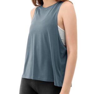 ODODOS 3-Pack Loose Tank Tops for Women Sleeveless Casual Athletic Workout Yoga Shirts, Crepe Pink, Dark Blue, Dark Grey, X-Large