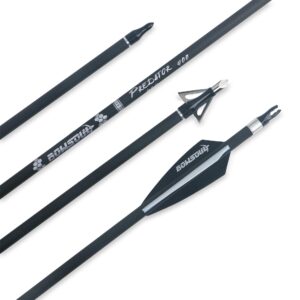 BOWSOUL 30inch Hunting Carbon Archery Arrows with 2.75” High Hardness Vanes Spine 400 for Compound Bow and Recurve Bow (Black White&Broadheads)