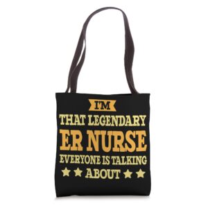 er nurse job title employee funny worker profession er nurse tote bag