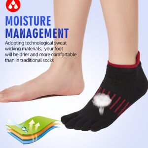 Women Toe Socks Low Cut No Show Wicking 5 Finger Split Cotton Athletic 6 Pack