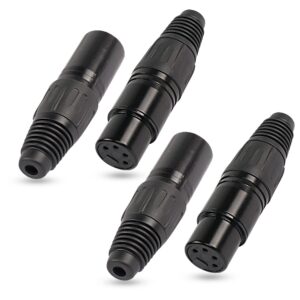 XMSJSIY 4 Pin XLR Female Plugs Connectors, 4 Pin XLR-F Plug Audio Mic Microphone Connector,XLR Cable Ends Replacement F-Plug Audio Socket-4PCS