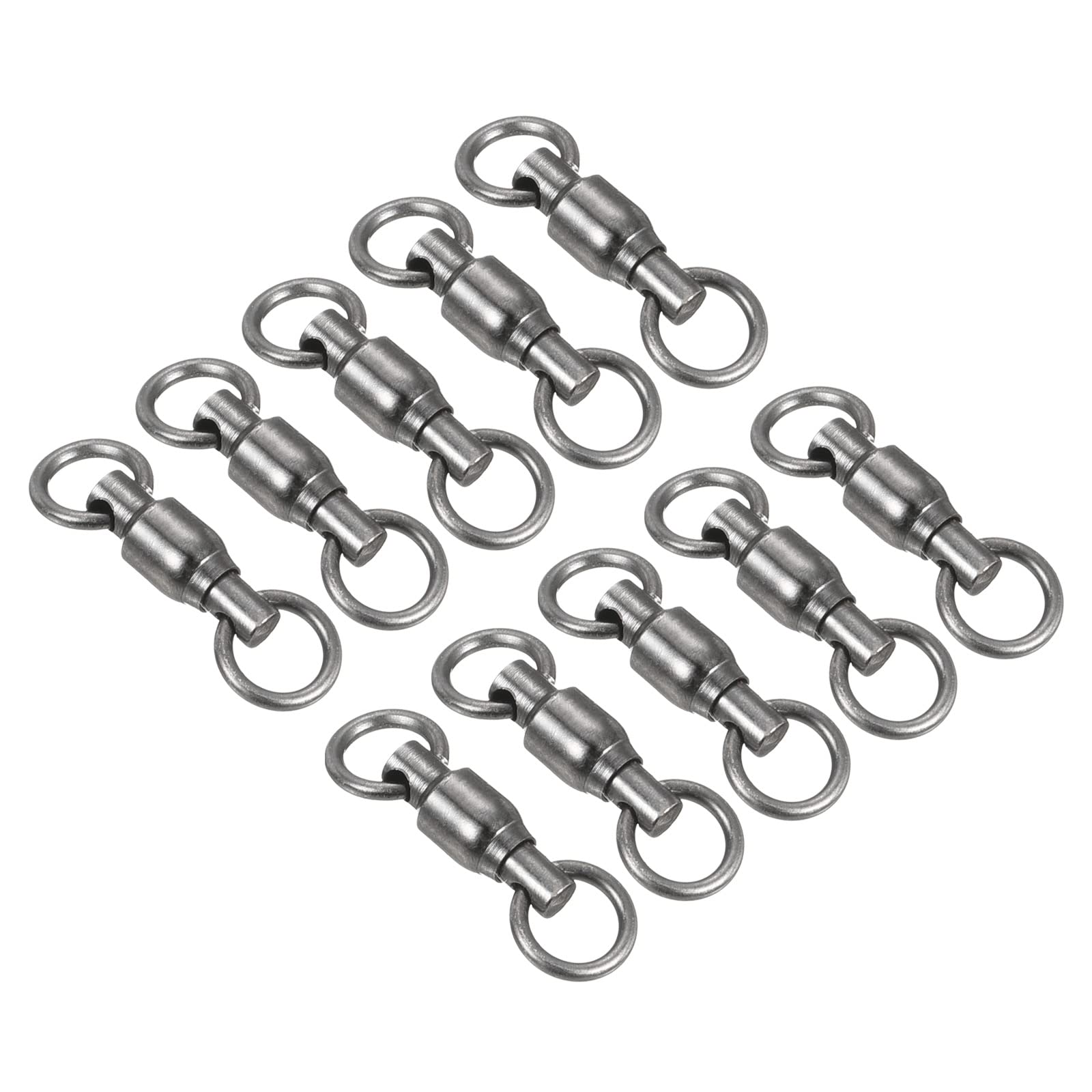 PATIKIL Ball Bearing Swivel, 10 Pack 30lb Carbon Steel Solid Welded Ring Fishing Tackle Connector, Black