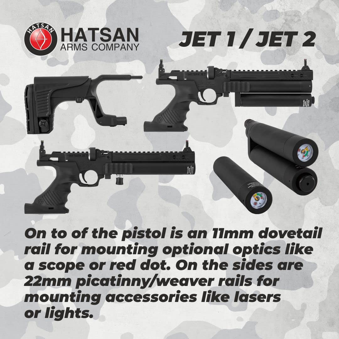 Wearable4U - HATSAN Jet I Black .177 Cal PCP Airgun, Air Pistol Converts to Air Rifle with .177 Pellets Bundle