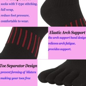 Women Toe Socks Low Cut No Show Wicking 5 Finger Split Cotton Athletic 6 Pack