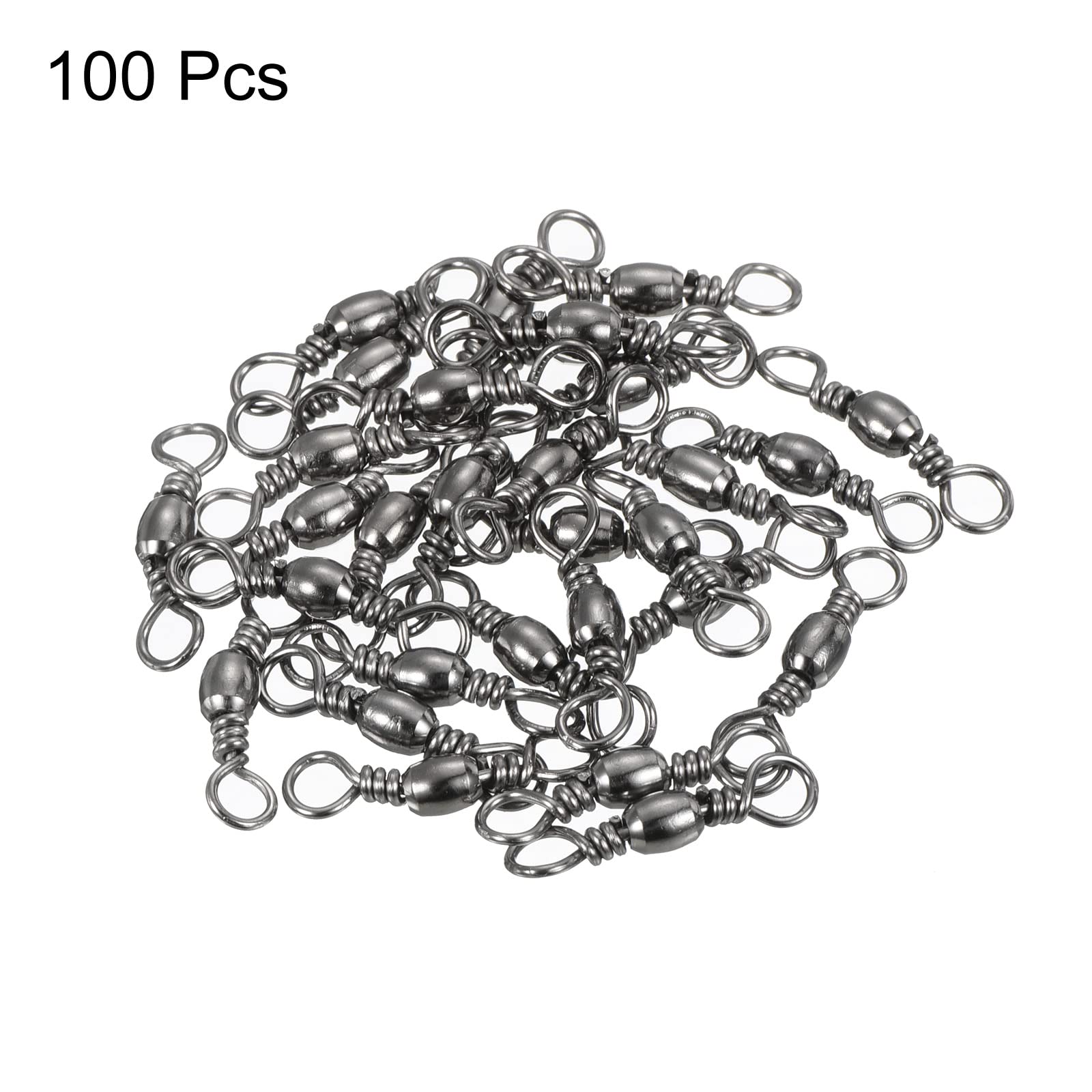 PATIKIL Fishing Barrel Swivel, 100Pcs 55lb Carbon Steel Solid Ring Terminal Tackle, Black