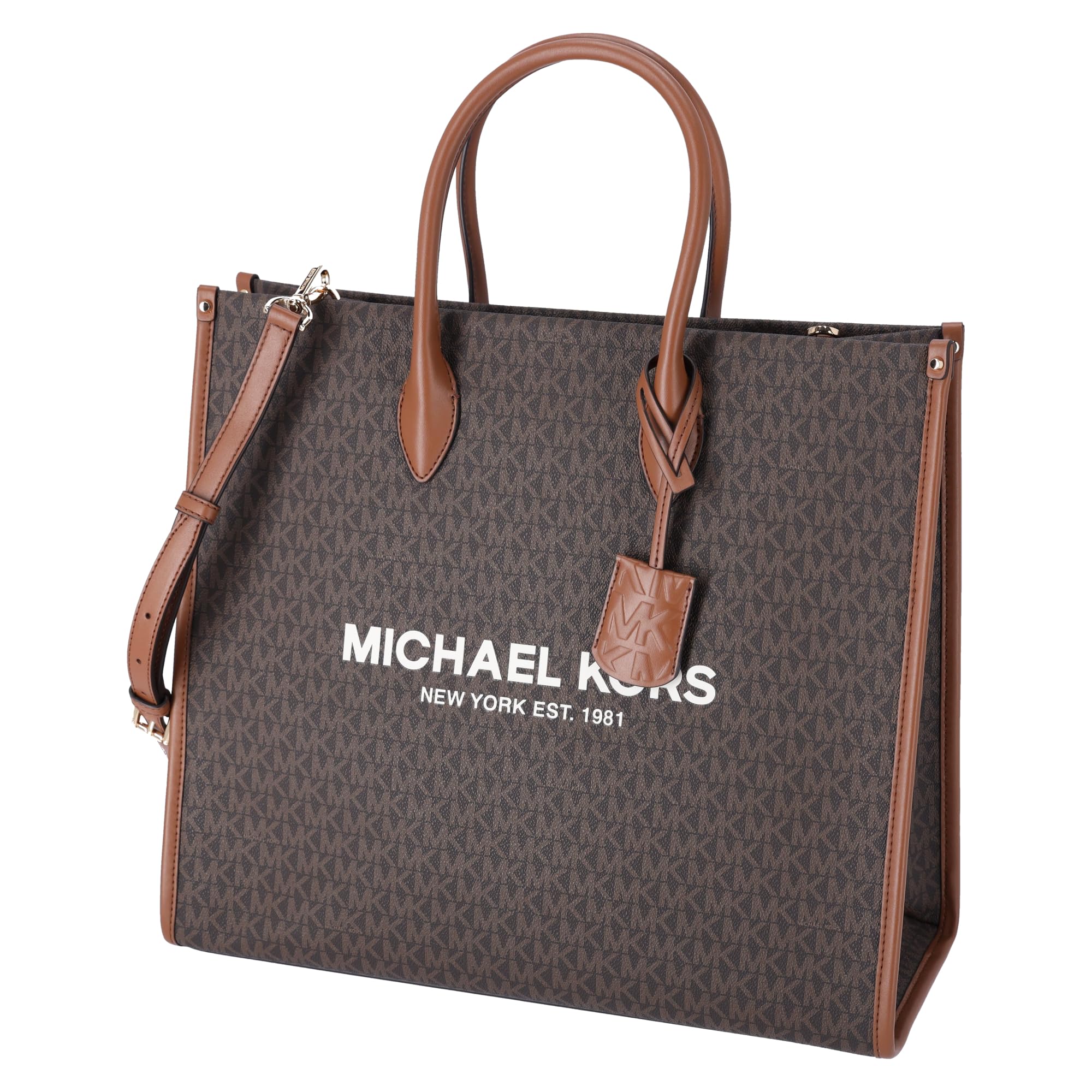 Michael Kors Mirella Large Signature MK Tote Bag (Brown MK)