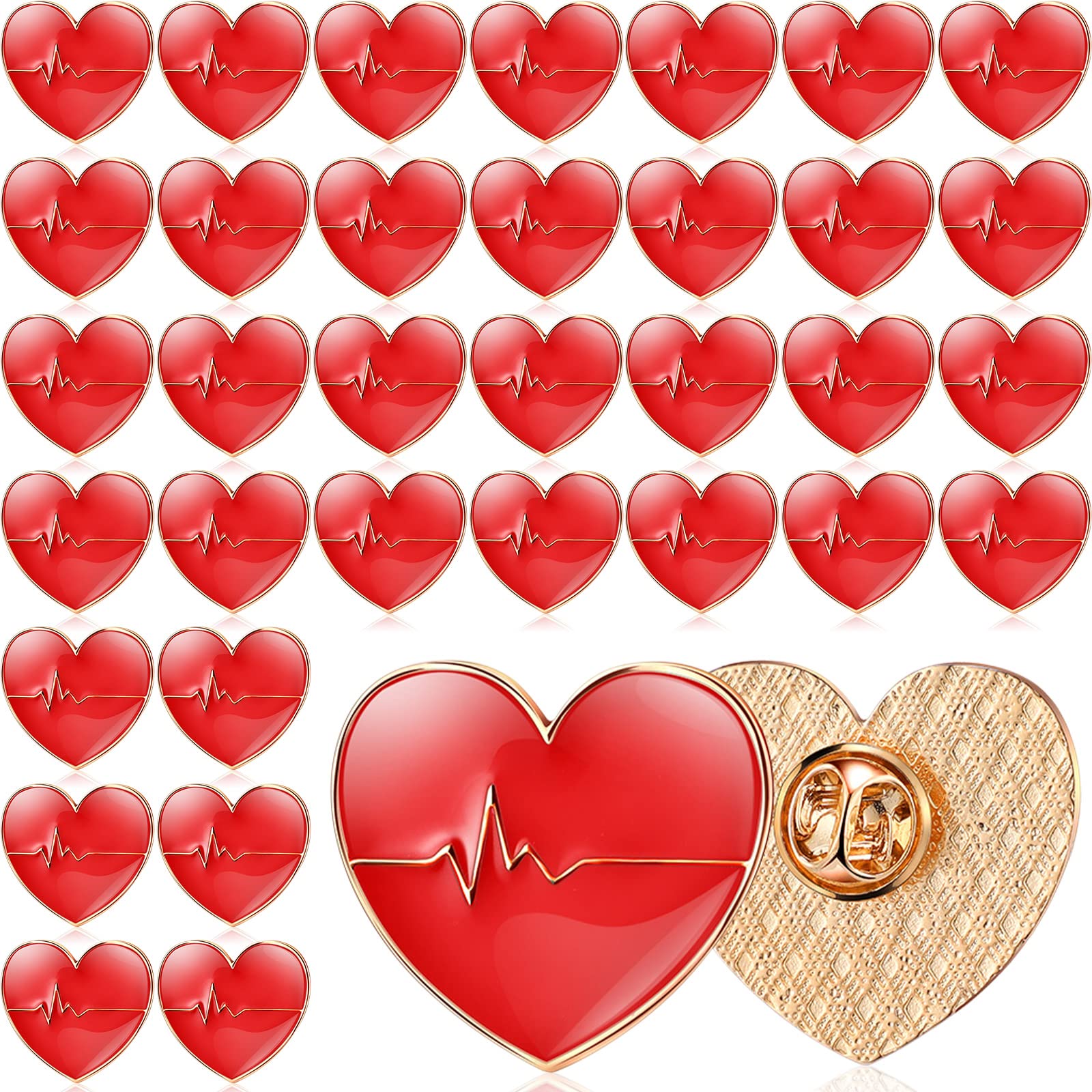 Heart Pins Bulk Heart Disease Nurse Pins Lapel Brooches Pin Medical Pin for Heart Month Medical Assistant Week (100 Pcs)