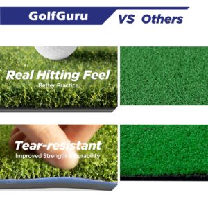 Golfguru Golf Mat, 5x4ft 21mm Artificial Turf Golf Hitting Mats Practice with 10 Golf Balls, 9 Golf Tees, Golf Hitting Practice Mat for Backyard Driving Chipping Indoor Outdoor