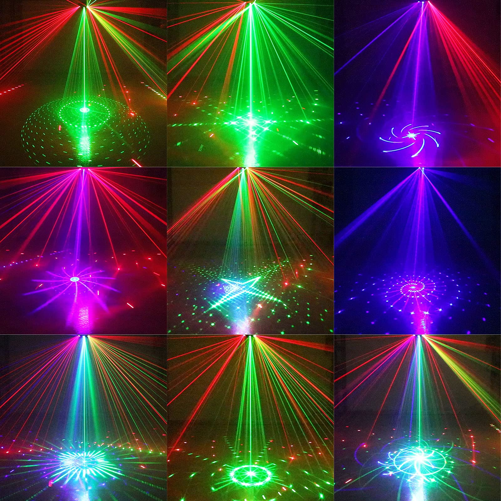 WUZSTAR DJ Party Lights,21 Lens RGB UV Disco Strobe Light Indoor Support DMX 512 Ravelight with Remote Control for Home Parties Karaoke Birthday Wedding Bar