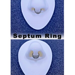 16G 8mm Silver Nose Rings Lip Septum Clicker Triple Open Stack Conch Daith Piercing Jewelry Snake Skin Cartilage Earring Hoop 316L Surgical Steel Conch Daith Helix Rook Lobe Earring Black Hoop Earring