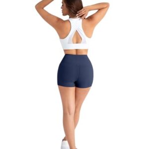 CHRLEISURE Spandex Yoga Biker Shorts with Pockets for Women, 3'' / 5'' / 8'' Workout Booty Shorts(3'' Black,Gray,Navy,Burgundy, S)