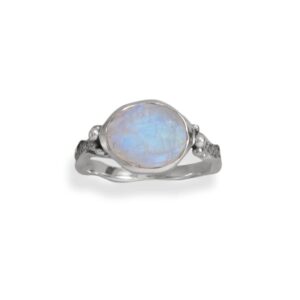 rainbow moonstone natural gemstone 925 solid sterling silver ring (7.5)