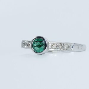 Natural Emerald Gemstone ring for Girls/Diamond Cocktail Rings For Woman / 925 Solid Silver Wedding Band / 5 mm (7)