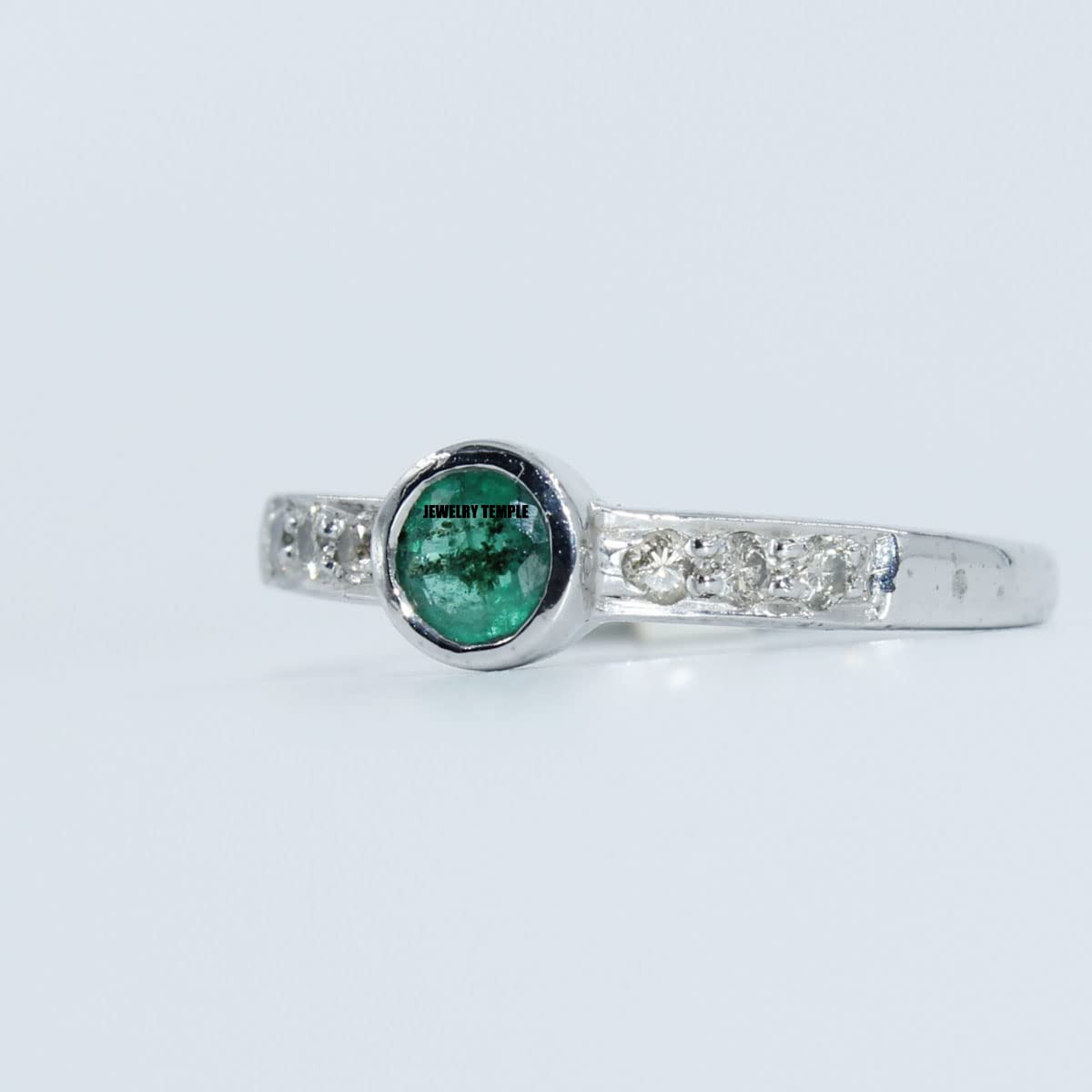 Natural Emerald Gemstone ring for Girls/Diamond Cocktail Rings For Woman / 925 Solid Silver Wedding Band / 5 mm (7)