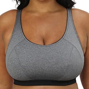 Curvy Couture Plus Size Women Support Bust, Perfect Workout, High Impact Sports Bra, Charcoal Melange, 4X-Large