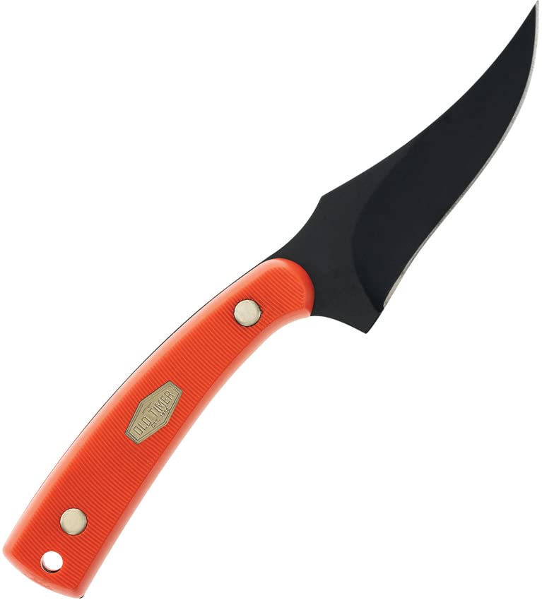 BTI TOOLS Old Timer 152OTO Sharpfinger 7.1in S.S. Full Tang Fixed Blade Knife with 3.3in Clip Point Skinner Blade, Belt Sheath Orange