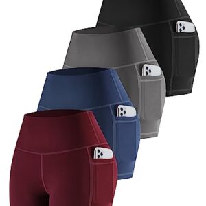 CHRLEISURE Spandex Yoga Biker Shorts with Pockets for Women, 3'' / 5'' / 8'' Workout Booty Shorts(3'' Black,Gray,Navy,Burgundy, S)