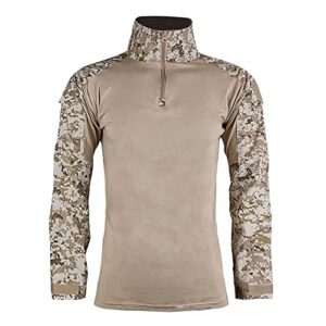 men's tactical military shirts 1/4 zip long sleeve combat shirts paintball uniforms quick-dry lightweight hunting shirt(beige b,3x-large)