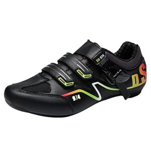 SDEQA Cycling Shoes for Men's Women's Unisex Road Bike Indooor Outdoor Cycling Shoes Compatible with Shimano SPD & Look Delta Compatible with Peloton Bike Shoes,Black,7