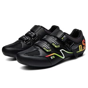 SDEQA Cycling Shoes for Men's Women's Unisex Road Bike Indooor Outdoor Cycling Shoes Compatible with Shimano SPD & Look Delta Compatible with Peloton Bike Shoes,Black,7