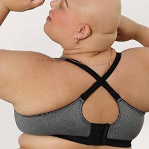 Curvy Couture Plus Size Women Support Bust, Perfect Workout, High Impact Sports Bra, Charcoal Melange, 4X-Large