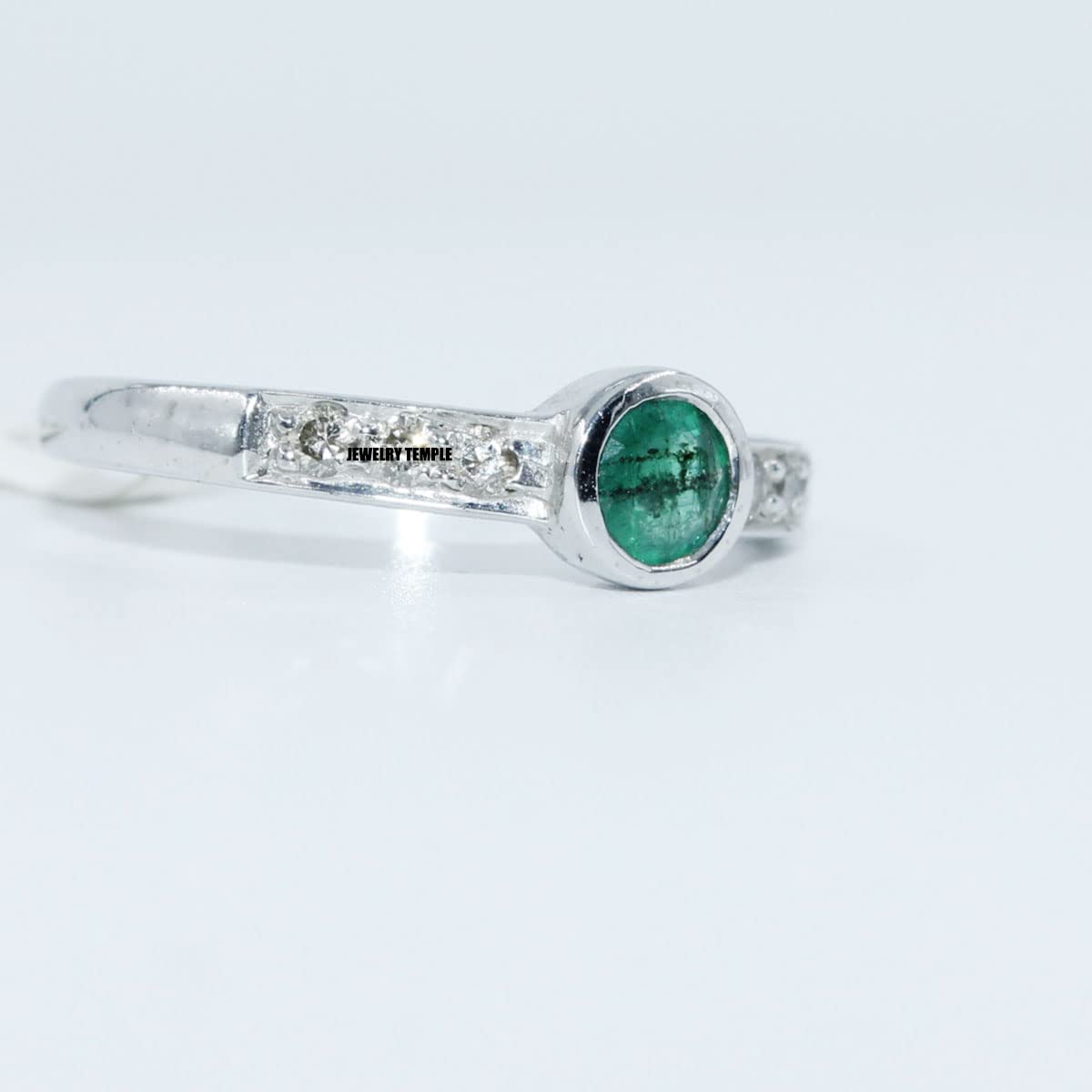 Natural Emerald Gemstone ring for Girls/Diamond Cocktail Rings For Woman / 925 Solid Silver Wedding Band / 5 mm (7)