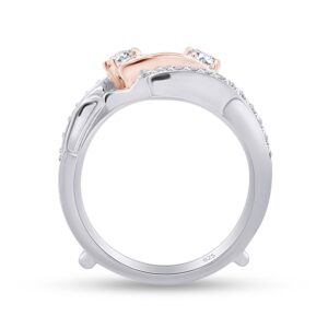 SAVEARTH DIAMONDS 1/2 ct t.w Round Cut Lab Created Moissanite Diamond Two Tone Wedding Band Ring Guard Enhancer For Women In 14K White Gold Over Sterling Silver(VVS1 Clarity 0.50 Cttw)-6