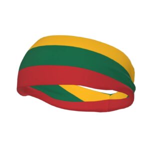 lithuanian flag sports headbands unisex yoga non-slip quick-drying workout hairband