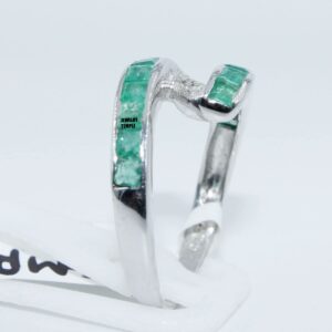 Natural Emerald Gemstone ring for Girls/Diamond Cocktail Rings For Woman / 925 Solid Silver Wedding Band / 2x2 mm (8)