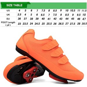 SDEQA Bike Cycling Shoes for Men & Women Indoor Outdoor Compatible with Shimano SPD & Look Delta Breathable Non-Slip,Orange,10