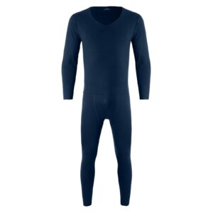 TOWMUS Thermal Underwear for Men Ultra Soft Long Johns - Warm Base Layers with Fleece Lined Cold Weather Navy