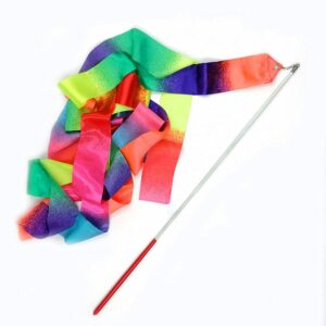 4m Dance Ribbons Rainbow Streamers Rhythmic Gymnastics Ribbon Baton Twirling Wands on Sticks for Kids Artistic Dancing(#1)