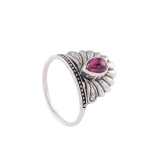 Silver Eternity Garnet Gemstone Crown Ring Solid 925 Sterling Silver Jewelry (11)