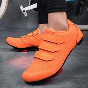 SDEQA Bike Cycling Shoes for Men & Women Indoor Outdoor Compatible with Shimano SPD & Look Delta Breathable Non-Slip,Orange,10