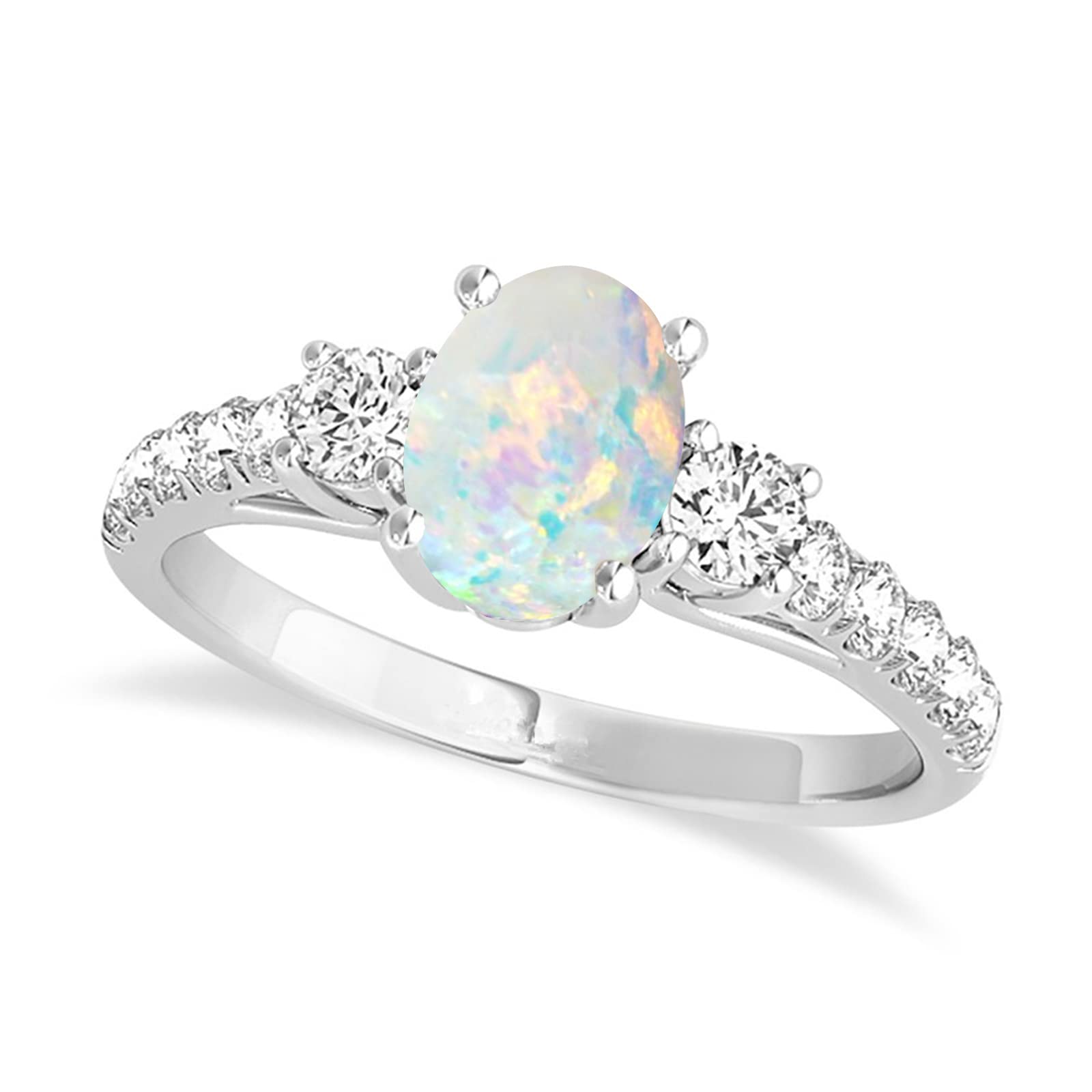 YDD Opal Rings for women 1 Carat(1 CT) Oval Cut Opal Engagement Rings for Women Sterling Silver 10K 14K 18K Gold Opal Birthstone Anniversary Ring Free Engraved