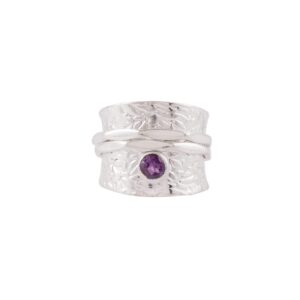 silver eternity 925 sterling silver amethyst spinner ring | fidget band meditation ring (purple,10)