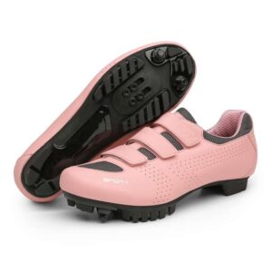 ksloutdoor unisex outdoor sports cycling shoes mtb/mountain men's bike shoes spd women's compatible 2-bolt pink size 6/8