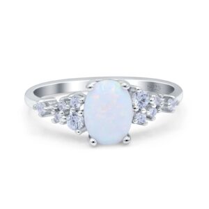 omranii lab created white opal size-6 oval art deco bridal wedding engagement ring round cz 925 sterling silver