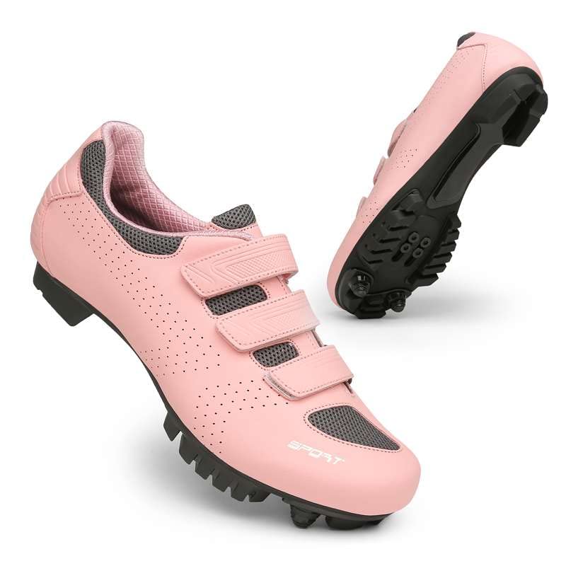 Ksloutdoor Unisex Outdoor Sports Cycling Shoes MTB/Mountain Men's Bike Shoes SPD Women's Compatible 2-Bolt Pink Size 6/8