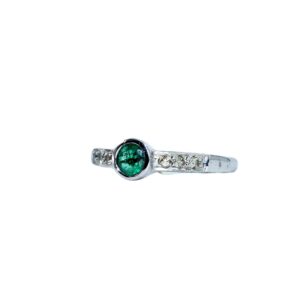 natural emerald gemstone ring for girls/diamond cocktail rings for woman / 925 solid silver wedding band / 5 mm (7)