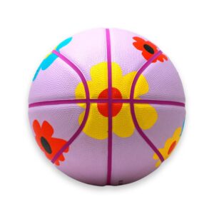 Chance Premium Rubber Outdoor/Indoor Basketball (5 Kids & Youth - 27.5", Bloom - Light Purple) Standly The Ball Stand