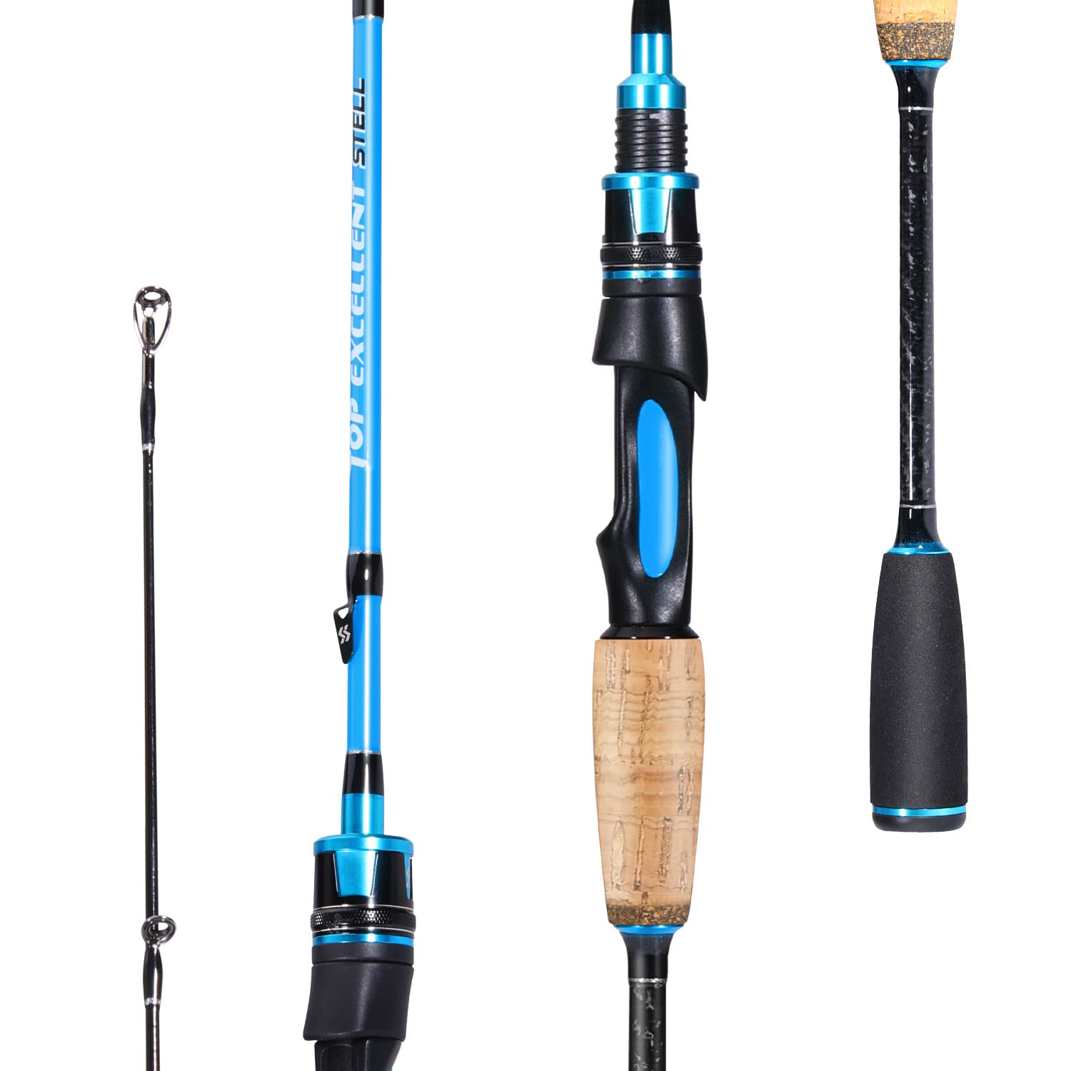 Sougayilang Fishing Pole, 2PC Spinning Rod with EVA and Cork Handle Grip, Baitcasting Rod for Freshwater Fishing Rod-Blue-5.9ft-Spinning