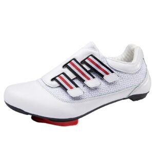 sdeqa cycling shoes for mens womens compatible with peloton bike shoes compatible spd look delta indoor/outdoor breathable cleat,white,10.5