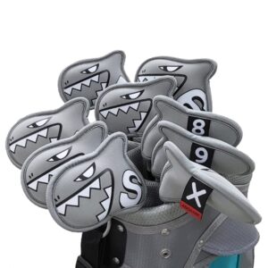 aimshark palette golf iron covers / 9pcs set/golf head covers/golf club covers (gray)